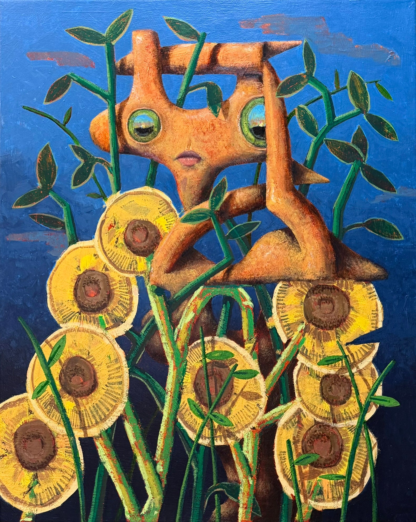 Sunflower Lurker, 16x20"